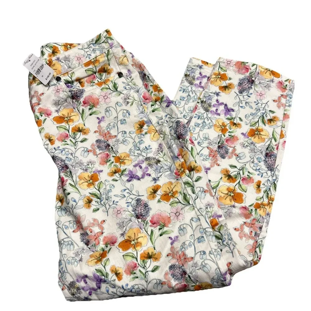 Brooks Brothers Women’s Floral Jeans Orange green Spring Size 10 NWT